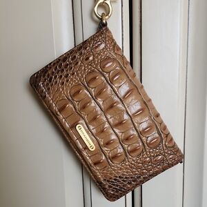 Brahmin Cognac Croc-Embossed Leather Wristlet